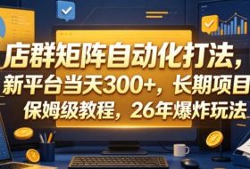 店群矩阵自动化打法，新平台当天300+，长期项目，保姆级教程，26年爆炸玩法【揭秘】