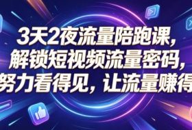 3天2夜流量陪跑课，解锁短视频流量密码，让努力看得见，让流量賺得到