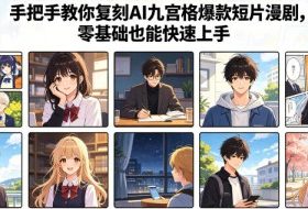 手把手教你复刻AI九宫格爆款短片漫剧，零基础也能快速上手