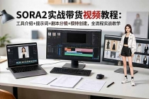 SORA2实战带货视频教程：工具介绍+提示词+剧本分镜+模特创建，全流程实战教学