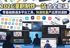 2026 AI漫剧制作一站式全能课，零基础精通多平台工具，快速批量产出原创漫剧