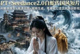 ChatGPT+Seedance2.0白蛇传国风短片全教程｜AI脚本撰写+高清出图+视频生成，零基础打造古风原创影视短片