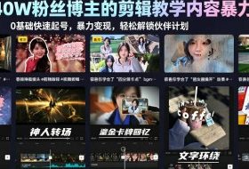 抖音40W粉丝博主的剪辑教学内容暴力玩法，0基础快速起号，暴力变现，轻松解锁伙伴计划+精选独家