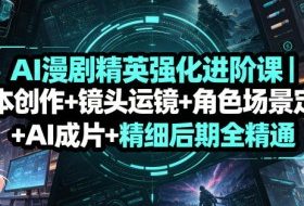 AI漫剧精英强化进阶课｜剧本创作+镜头运镜+角色场景定制+AI成片+精细后期全精通