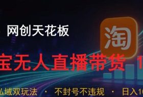 2026网创天花板，淘宝无人直播带货15.0，公域+私域双玩法，日入1k+，不违规不封号【揭秘】