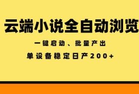 云端小说全自动浏览阅读，一键启动、批量产出，单设备稳定产出200+【揭秘】