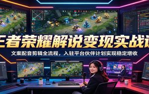 王者荣耀解说变现实战课：文案配音剪辑全流程，入驻平台伙伴计划实现稳定增收