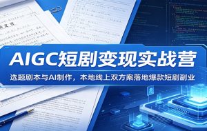 AIGC短剧变现实战营：选题剧本与AI制作，本地线上双方案落地爆款短剧副业