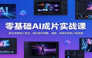 零基础AI成片实战课：图生视频核心技法，轻松制作跳舞、漫剧、短剧多款热门短视频