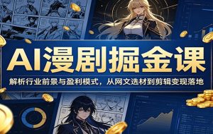 AI漫剧掘金课：解析行业前景与盈利模式，从网文选材到剪辑变现落地