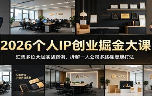 2026个人IP创业掘金大课：汇集多位大咖实战案例，拆解一人公司多路径变现打法
