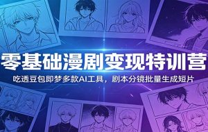 零基础漫剧变现特训营：吃透豆包即梦多款AI工具，剧本分镜批量生成短片