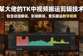 某大佬的TK中视频搬运剪辑技术，包含动漫解说、影视解说、音乐搬运教学视频