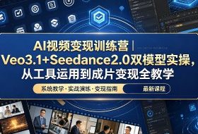 AI视频变现训练营｜Veo3.1+Seedance2.0双模型实操，从工具运用到成片变现全教学