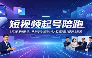 短视频起号陪跑:3天2夜系统授课,从账号定位到AI成片打通流量与变现全链路