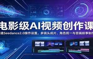 电影级AI视频创作课:精通Seedance2.0操作设置,多镜头成片、角色统一与音画叙事制作