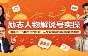 励志人物解说号实操:借鉴二十万博主创作经验,从文案撰写到分段剪辑全流程