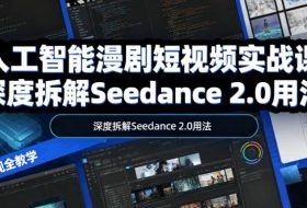 人工智能漫剧短视频实战课，深度拆解Seedance 2.0用法，工具测评对标+全流程创作+脚本分镜+后期剪辑变现全教学
