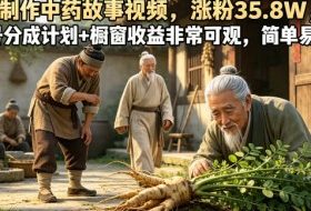 AI制作中药故事视频，涨粉35.8W，视频号分成计划+橱窗收益非常可观，简单易上手