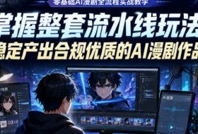 零基础AI漫剧全流程实战教学，掌握整套流水线玩法，稳定产出合规优质的AI漫剧作品