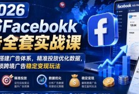 2026脸书Facebook广告全套实战课，零基础从零搭建广告体系，精准投放优化数据，解锁跨境广告稳定变现玩法