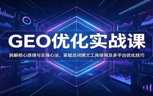 GEO优化实战课：拆解核心原理与实操心法，掌握选词撰文工具使用及多平台优化技巧