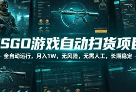 CSGO游戏自动扫货项目,全自动运行,月入1W,无风险,无需人工,长期稳定【揭秘】