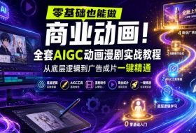 零基础也能做商业动画!全套AIGC动画漫剧实战教程,从底层逻辑到广告成片一键精通