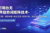 万相台无界趋势词矩阵技术-第2期：趋势明星+低价引流+矩阵计划，标品非标品全拆解