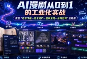 AI漫剧从0到1的工业化实战，覆盖“选本改编—美术资产—视频生成—后期剪辑”全链路（更新6月）