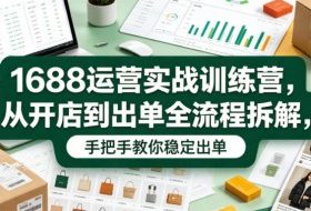 1688运营实战训练营，从开店到出单全流程拆解，手把手教你稳定出单