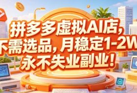 拼多多虚拟AI店,不需选品,月稳定1-2W,永不失业副业!【揭秘】