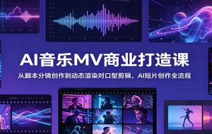AI音乐MV商业打造课：从脚本分镜创作到动态渲染对口型剪辑，AI短片创作全流程