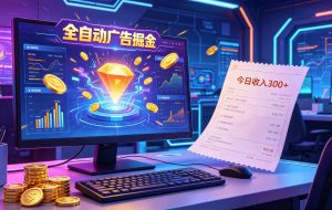 全自动广告掘金，日入300+。全程Ai自动化运行，解放双手，时间自由。收益稳定