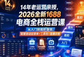 14年老运营亲授,2026全新1688电商全栈运营课,从入门到高阶落地,配套自动运营表+工具包+直播诊断等