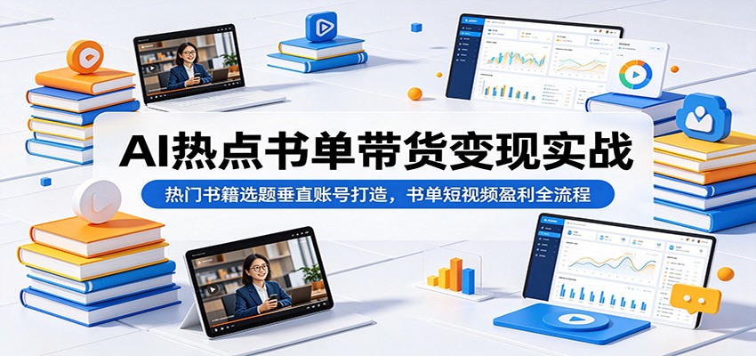 AI热点书单带货变现实战:热门书籍选题垂直账号打造,书单短视频盈利全流程 AI热点书单带货变现实战:热门书籍选题垂直账号打造,书单短视频盈利全流程