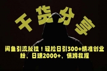 价值6980的干货分享，闲鱼引流秘技！轻松日引300+精准创业粉，2年翻身实现财务自由