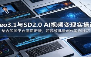 Veo3.1与SD2.0 AI视频变现实操课课：结合即梦平台画面衔接，短视频批量创作盈利技巧