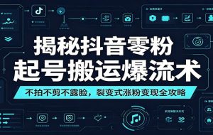 揭秘抖音零粉起号搬运爆流术：不拍不剪不露脸，裂变式涨粉变现全攻略