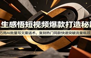人生感悟短视频爆款打造秘籍：巧用A 批量写文案话术，复刻热门同款快速突破流量瓶颈