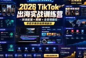 2026 TikTok出海实战训练营，环境配置 + 剪辑 + 全变现路径，手把手教你做跨境副业