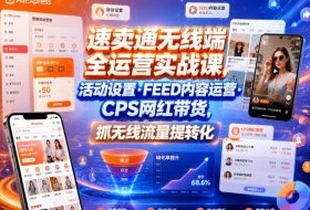 速卖通无线端全运营实战课,活动设置・FEED内容运营・CPS网红带货,抓无线流量提转化
