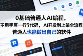 0基础普通人AI编程，不用手写一行代码，AI开发到上架全流程，普通人也能做出自己的软件