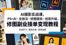 AI摄影实战课,PS+AI・全技法・修图提效・创意升级,修图副业接单变现教程