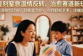 AI复刻窒息温情反转,治愈赛道新玩法,9条作品涨粉122W,日收益700+ 小白轻松上手,详细流程拆解