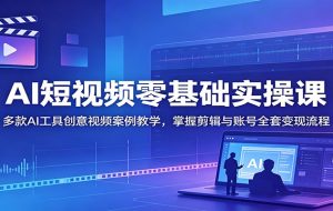 AI短视频零基础实操课：多款AI工具创意视频案例教学，掌握剪辑与账号全套变现流程