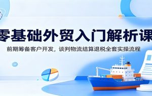 零基础外贸入门解析课:前期筹备客户开发,谈判物流结算退税全套实操流程