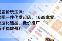 淘差价玩法课:合规一件代发起店,1688拿货、数据化选品、低价推广,新手稳健盈利(更新6月)