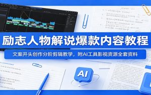 励志人物解说爆款内容教程：文案开头创作分阶剪辑教学，附AI 工具影视资源全套资料