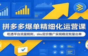 拼多多爆单精细化运营课：吃透平台流量规则，sku定价推广实现稳定批量出单